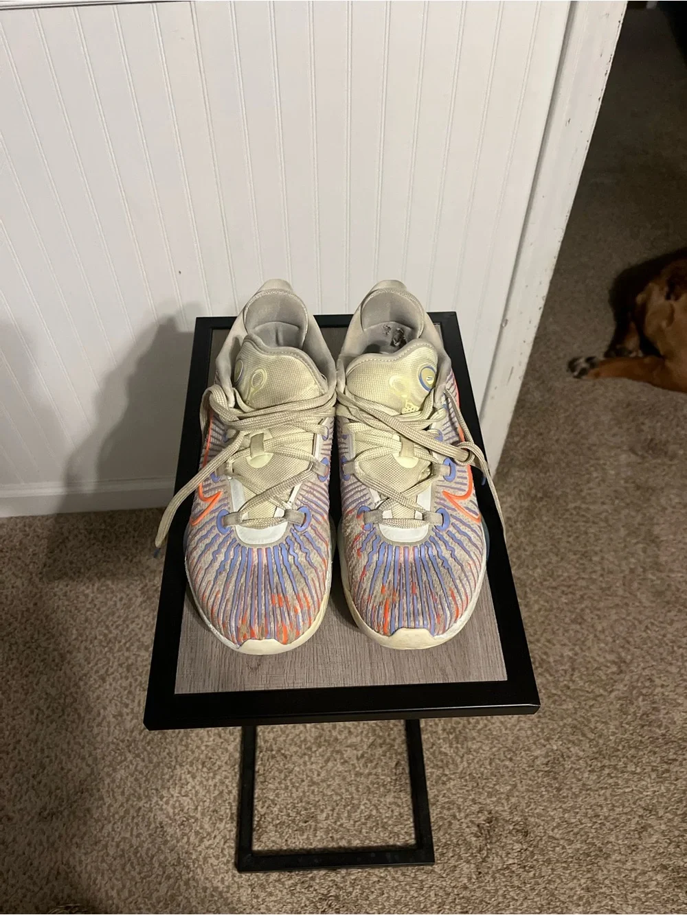 Nike Women's KD Sneakers with Orange Swoosh and Blue Accents